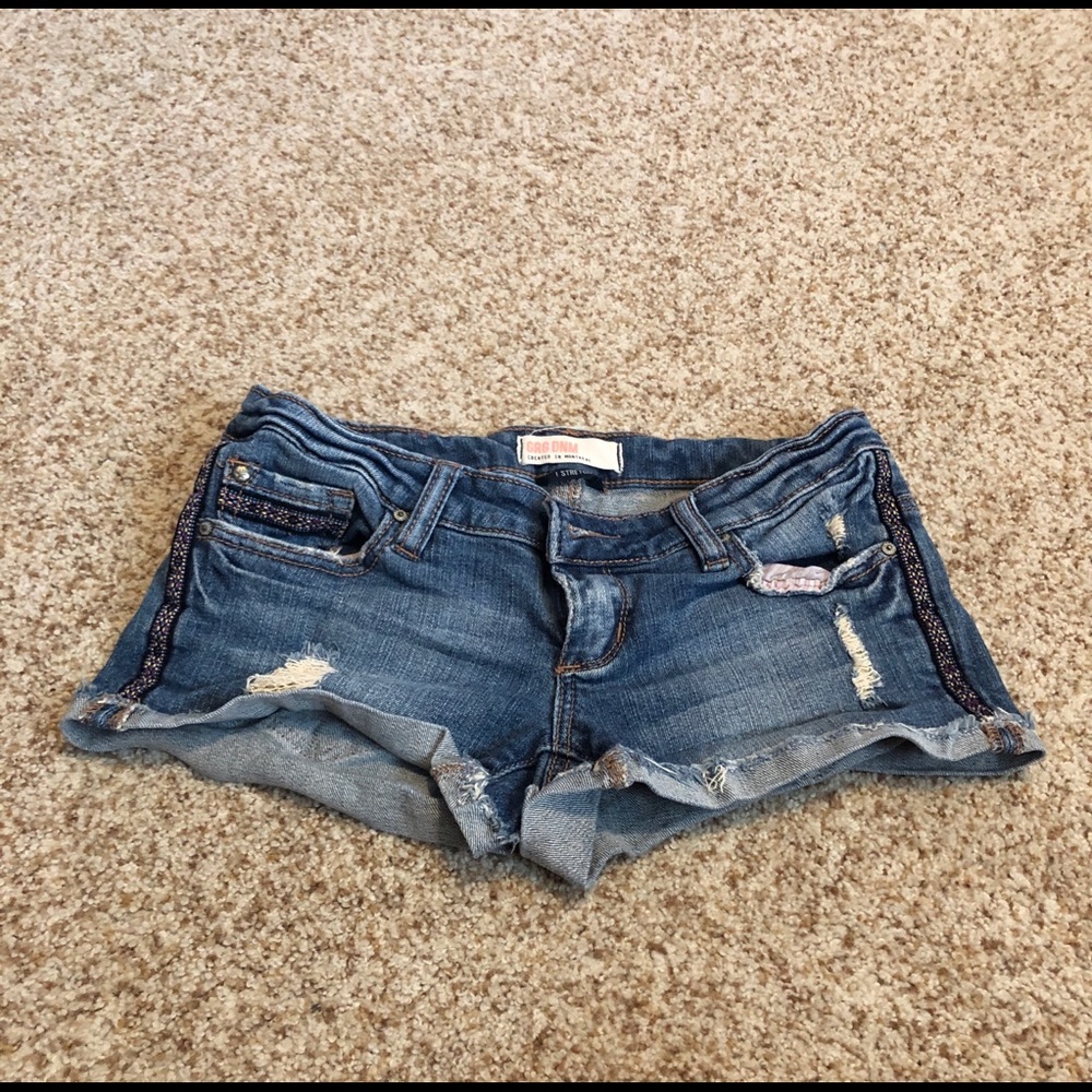 GRG Denim Jean Shorts SZ 1 with embroidery detail
